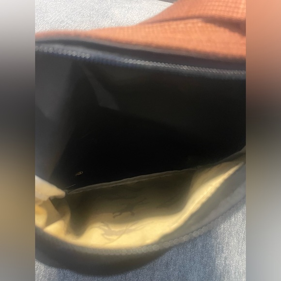 RARE Longchamp Le Pliage Nylon Black & Brown Folding Shoulder Bag FREE SHIPPING - Picture 6 of 14